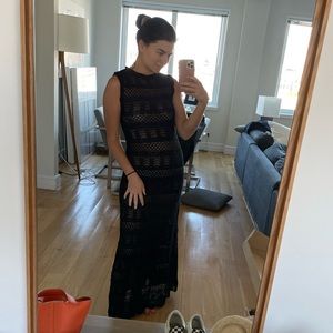Zara black crochet maxi dress